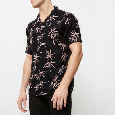 Black Bellfield palm tree short sleeve shirt